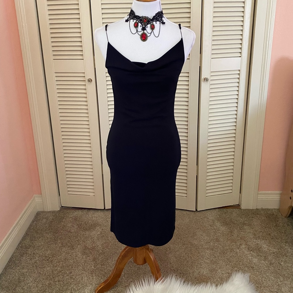 Stunning vintage Gothic Black Cowl Neck/Back  Dress